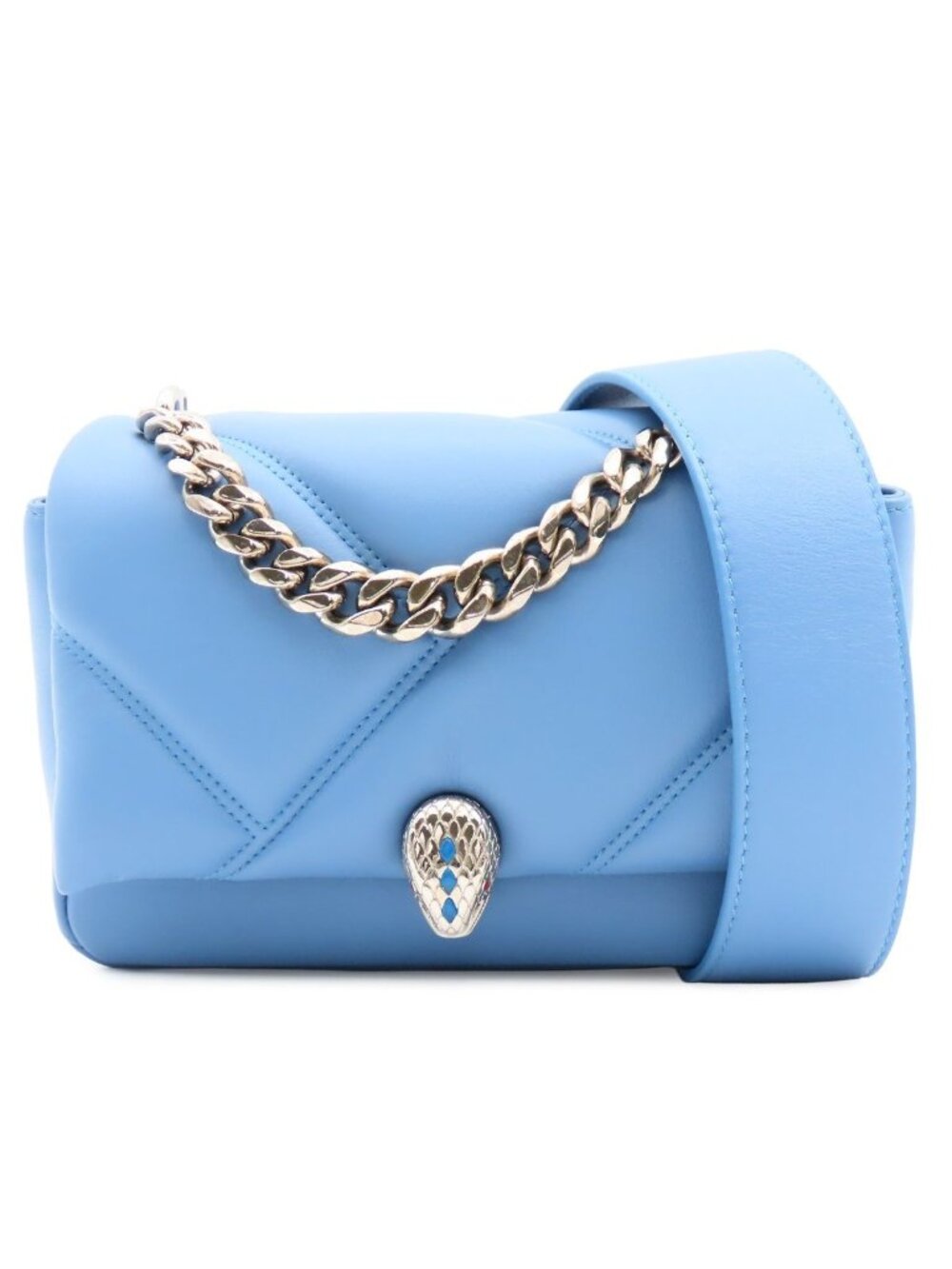 Bvlgari Serpenti Forever Cabochon Mini 2-Way Snake Head Shoulder Bag Light Blue